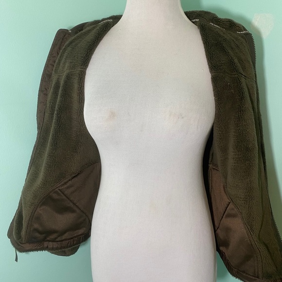 Girls Brown North Face Fuzzy Jacket - Picture 4 of 6